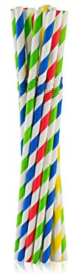 100 pajitas de papel flexibles de colores a rayas