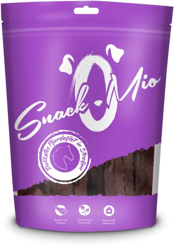 SnackOMio - Snack premium para perros - delicado filete de caballo en tiras, sin cereales, 1 pack (1 x 70g)