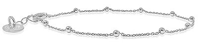 Mary & Jules Armband Damen, Kugelarmband aus 925 Silber, feine, silberne Armkette für Damen, aus recyceltem Silber, Länge 17 bis 19 cm, für Frauen & Mädchen
