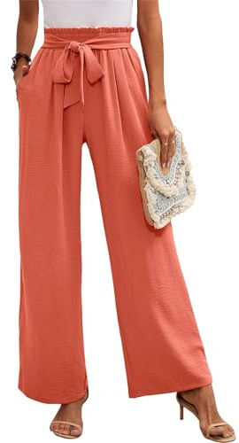 MorFansi Femme Pantalon Jambe Large Haute Taille Elastique Été Jogging Confortable Pantalons Fluide Décontracté Pants de Plage avec Poches