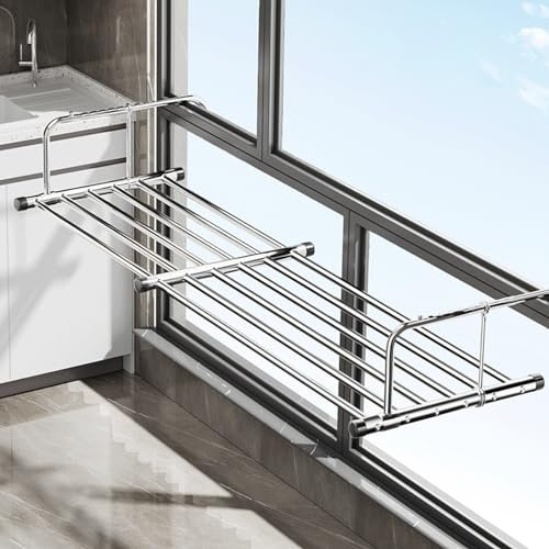 Heizkörpertrockner, Balkonwäschetrockner Ausziehbar Wäschehänger, Edelstahl Wäscheständer Heizung , Handtuchhalter Für Das Bad, Balkongeländer, Hängender Wäschetrockner Klappbarer Kleiderstaender ( Co