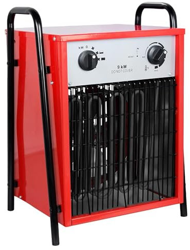 XMTECH Heizlüfter Elektroheizung 9kW 400V - Bauheizer, Elektroheizer, Heizstrahler, Heizgerät, Heizgebläse mit 3 Heizstufen