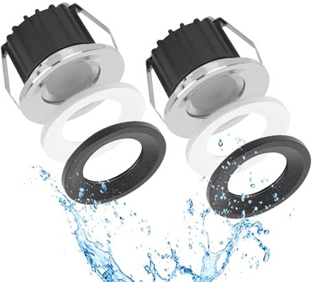 Sigmaled lighting, 2 Mini Faretti a LED da Incasso 3W Dimmerabili per Esterno Interno IP54, LED SPOT Incasso Luce Naturale 4000K, 300 lm, Faretto 220V 230V, 3 Ghiere Bianca Cromata Nera (1 pack da 2)