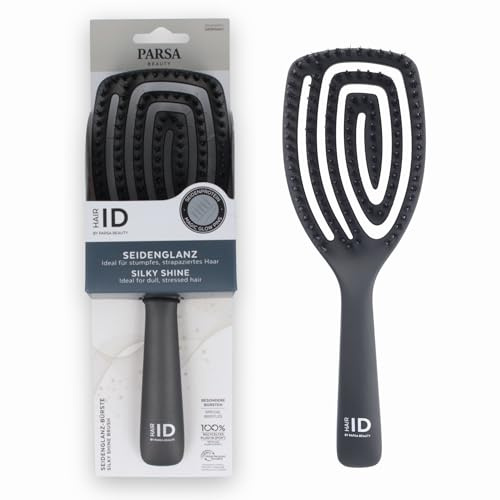 PARSA Beauty Hair ID Seidenglanz Spiralbürste – Premium Haarbürste mit Magic Glow Naturborsten & Seidenprotein – flexibler Bürstenkopf für sanfte Kopfhautmassage – reduziert Frizz & verleiht Glanz