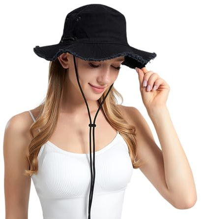 AYPOW Sombrero del Pescador Mujer Verano Sombrero de Sol ala Ancha de Algodón con Protección UV Gorro Mujer Plegables Safari Bucket Hat para Senderismo Playa Montañismo Viaje