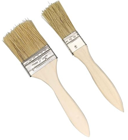 fKiZanthene - 2 pennelli da pasticceria in legno, resistenti per cottura al forno, barbecue e grill, manico antiscivolo, ideali per barbecue, pasticceria e cottura al forno, ideali per grigliare