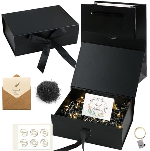 Scatole Regalo,Scatola Regalo con Coperchio 32.5x23x10.5 cm,Pieghevole Scatole Regalo Riutilizzabile Con Nastro,Confezione Regalo,per compleanno,matrimonio,Natale,proposta