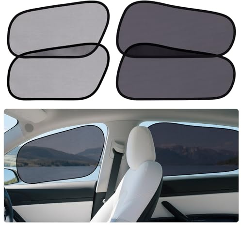 ZATOOTO Solskydd för Bilbarnstolen Tesla Model Y (4st) | 4 st, bra passform, utrymmesbesparande, bilfönster solskydd för spädbarn och barn, ZATOOTO, integritet, bilfönster solskydd