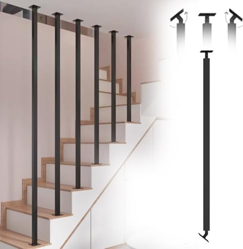 Fyrkantiga järnräckesspindlar 270° baluster stolpar i satin, svart för dec och uteplatser 2,51 m (1 pack 2,4 m höjd) flalope