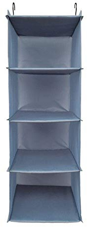 BrilliantJo Kleiderschrank Organizer, 4 Fächer hängeaufbewahrung Kleiderschrank mit Eisengestell Hängeregal Organizer Aufbewahrungssystem Set wasserdicht und leicht, Blau-grau(30 X 30 X 80 cm)