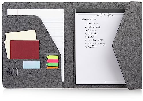 Paper Junkie Binder Organizer - 10 x 12.5 in, Gray Polyester - Resume Portfolio Folder - Zipper Binder Business Card Pockets