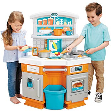 Little Tikes Home Grown Kitchen - Role Play Realistic Kitchen Real Cooking & Water Boiling Sounds Kitchen Accessories Set for Girls Boys - Multicolor 22 x 18 x 30.25 inches