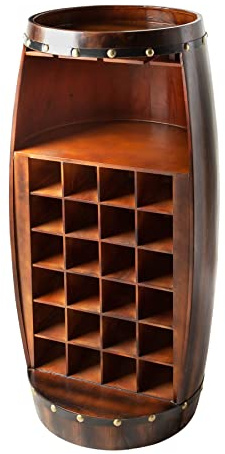 riess-ambiente.de Massives Weinregal Bodega 97cm Coffee braun Pinie Fass-Bartisch für 24 Flaschen