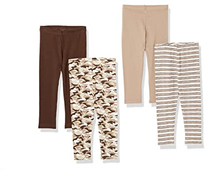 Hanes Baby Leggings, Ultimate Baby Flexy Knit Pants, Baby Pants, Toddler Pants 4-Pack 0-6M Brown/Tan