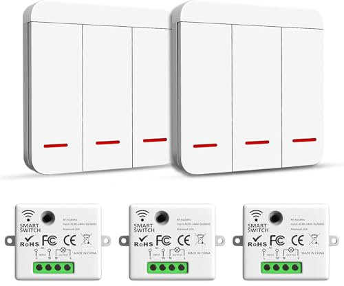 ARCELI Interruttore senza fili della luce, Interruttore senza fili della luce - interruttore di sicurezza trasmettitore RF e controller ricevitore 2200W/10A, 2,4G Interruttore radio