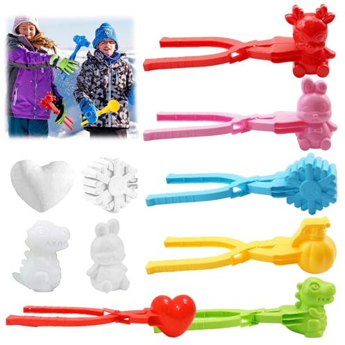 Schneeballzange Kinder, 6 Stück Schneeball Former, Winter Schneeball Maker, Outdoor -Spielzeug, Verschiedene Formen mit ø 7 Cm, Geeignet für Kinder Erwachsene, um Schneeball im Schnee zu Spielen