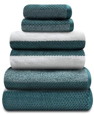 GC GAVENO CAVAILIA Luxury Hand Towels 2 Pack - Highly Water Absorbent Fingertip Towel Washcloth - Easycare 100% Cotton Stripe Towel (50x80 CM) - Gym, Spa Thick Hand Cloths - Teal