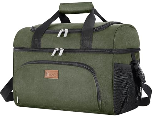 Lifewit Sac Isotherme, Glaciere Souple Isothermes, Portable Sacs Isotherm avec Double Compartiment pour Voyage, Pique Nique, Camping, Plage, Vert 23L