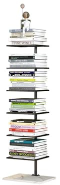 STCERY Estantería Vertical De Metal De 6/8 Niveles, Stand De Torre De Libros, Organizadores De Libros De Metal Resistente, para Decoración, Marcos De Fotos(Black,115cm/45.3in)