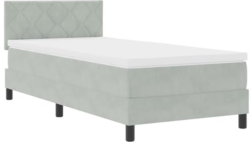 vidaXL Bäddfjäder med huvudgavel Ljusgrå 90 x 200 cm Sammet