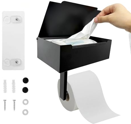 Toilet Paper Holder with Shelf, Toilet Paper and Wipes Holder, Wipes Dispenser and Storage, Stainless Steel Wall Mount Toilet Paper and Flushable Wipes Storage