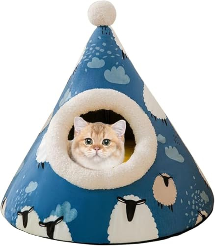 BANTASE Cat Cave, Bed, Washable Sleeping Place For Cats, Cute Plush Pet Head Pillow, House, Cushion(C,XL)