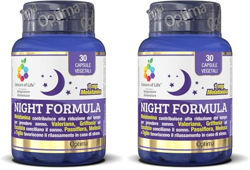 Colours Of Life Night Formula - Integratore Di Melatonina, Valeriana, Passiflora E Melissa - 30 Capsule Vegetali (Confezione da 2)