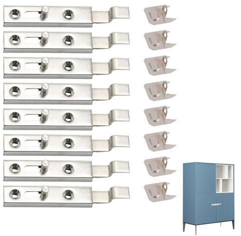Pestillo de metal para armarios - 8 unidades, 70 mm, Cierre Recto de Acero Niquelado on Tornillos Visibles, Soluciones de Seguridad para Muebles, para Armarios y Puertas