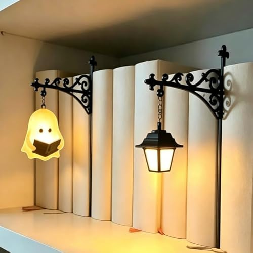 Aukojoy Linterna de biblioteca decorativa para estantería, luz nocturna LED para rincón de lectura, lámpara vintage de rincón de libros, lámparas de estantería, luminarias de escritorio de mesa