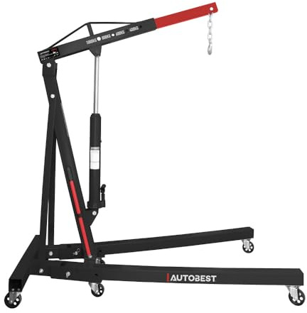 AUTOBEST 10610 - Grue d'atelier Pliante - 1 Tonne - Offre 4 Positions de Levage - 203 cm X 23 cm X 89 cm - cAcier - Rouge