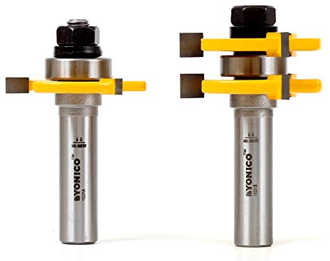 YONICO Router Bits Tongue & Groove Set 1/4-Inch Plywood Panel 2 Bit 1/2-Inch Shank 15231