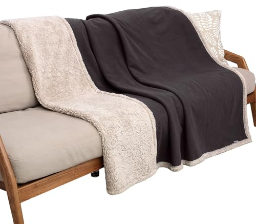 Vattentät hundfilt, kisssäker fleece sherpa filt för soffa sängskydd, tvättbart vändbart möbelskydd skydd 150 x 130 cm brun/tuape