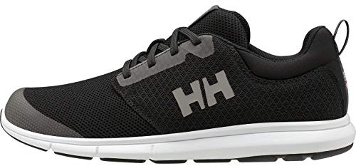 Helly Hansen Men's Feathering Shoes - Breathable Sailing Sneakers - Non-Marking Boat Footwear - Non-Marking Rubber Sole - Breathable Design with Lightweight Construction - 990 Black/White - 9