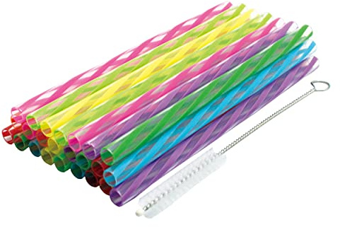 Jacent Plastic Reusable Kids Straws Plus Cleaning Brush, 6 Inch: 24 Straws