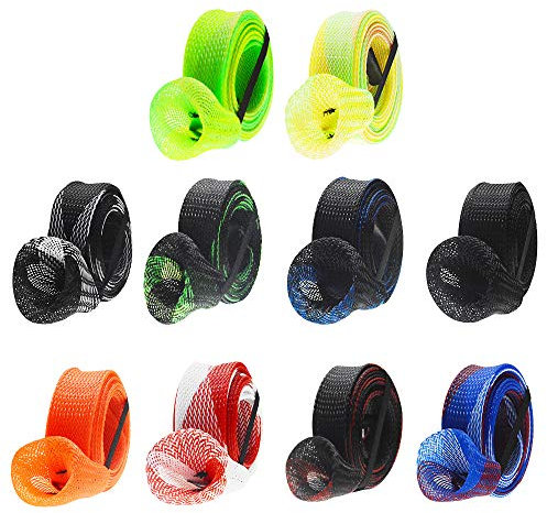 10 Stück Angelruten-Socken, Angelrute Schutzhülle Angelzubehör Werkzeug, Geflochtene Angelrutenabdeckung Mit Lanyard, Einstellbar, um EIN Verkratzen der Angelrute zu Verhindern