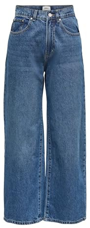 Only Femme Onlhope Ex Hw Wide DNM Add465 Noos Pantalon, Medium Blue Denim, 30W / 30L EU