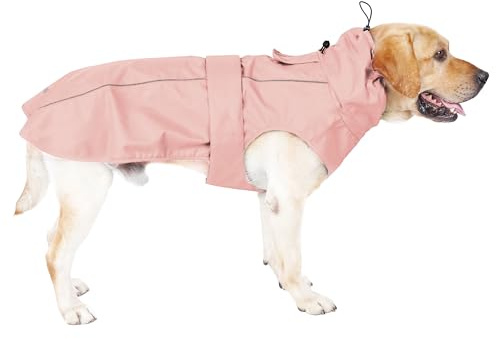 Waterproof Dog Raincoat with Reflective Strip, Adjustable Breathable Rain Coat Jacket with Leash Hole for Dogs (Pink, S(4-6kg))
