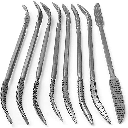 CLAHJQX 8-teiliges Holzfeilen und Raspeln, Holzschnitzset, doppelseitiges Riffler-Raspel-Set, speziell geformtes Feilen-Set für Holzbearbeitung