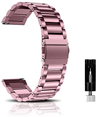 CeiBand Metallarmband för 22 mm, 20 mm, 18 mm, ersättningsarmband, bandaarmband i rostfritt stål för kvinnor, män - rosa