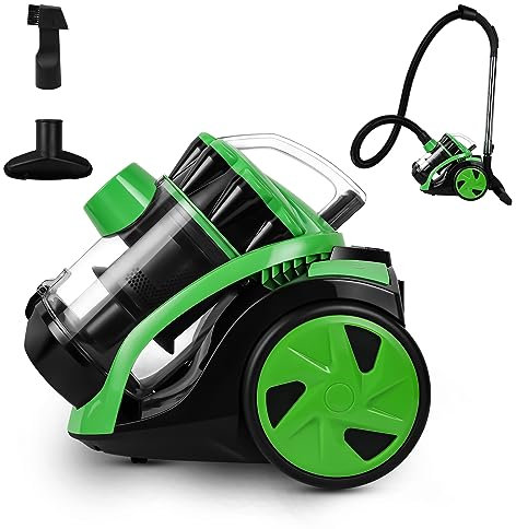 Jopassy Aspirapolvere senza sacchetto, leggero 900 W, con contenitore antipolvere da 3 l, ugelli aggiuntivi per tappeti, pavimenti duri, peli di animali e polvere