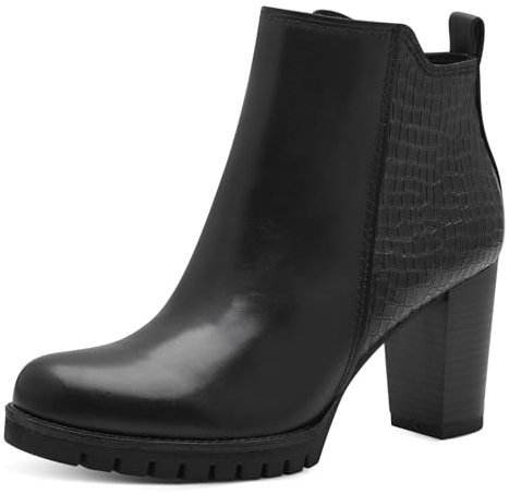 MARCO TOZZI Damen Stiefeletten mit Absatz mit Lederanteil Elegant, Schwarz (Black Comb), 41 EU