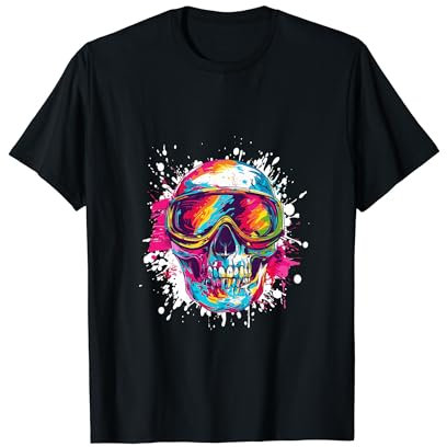 Skisport Totenkopf mit Skibrille | Skisport T-Shirt