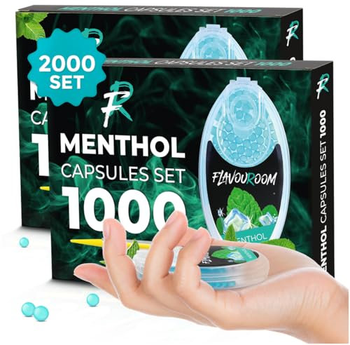 Flavouroom Aroma Click - 2000 Premium Menthol Kugeln Set I Intensiver Flavour Mit Praktischer Box I Einfaches Einsetzen für DIY Filter Erlebnis - Frischer Geschmack