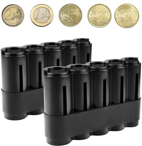 2 Stück Münzspender Münzen,Kleingeld Sortierer,Münzsortierer Euro,5 Typen Münzen Sortieren,Kleingeld Aufbewahrung für Supermärkte, Busse,Restaurant,Verkäufer im Freizeitpark, Frühling Design