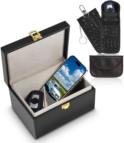 Zofory Keyless Go skydd bilnyckelslåda & 3 faraday väska, faraday Box & faradayskyddsfodral för säkert skydd, lämpligt för att skydda mobiltelefoner, kreditkort och bilnycklar