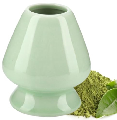 TICFOX Soporte para batidor Matcha, Soporte de Cerámica para Matcha, 1 unidad Soporte de cerámica para batidor de matcha de bambú Chasen accesorio para juego de té(verde)