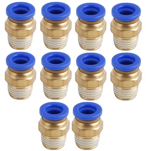 10 Pezzi Connettori Rapidi Maschio Dritti, Tubo 6mm OD x 1/8 BSP Filettatura,Connettore Rapido Con Raccordi con Anello di Tenuta per Sistemi Pneumatici, Ottone e Plastica,Nero (PC8-02)