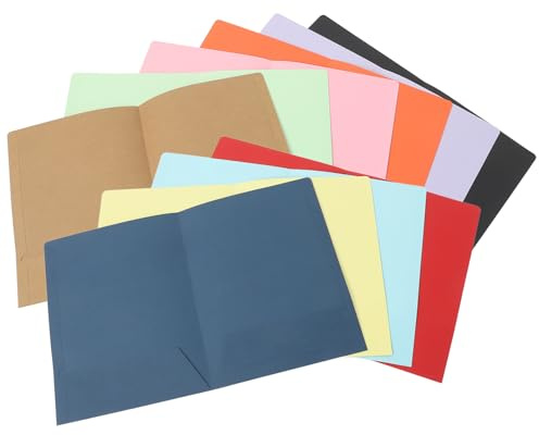 Parliky Carpetas de Papel A4 con Doble Bolsillo, 10 Unidades Tamaño Carta, Carpetas de Archivos Resistentes para Oficina, Escuela y Hogar, Organizador de Documentos con Ranuras