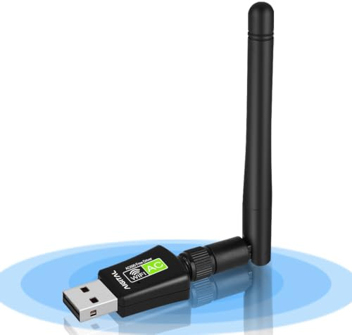 AC600 Adaptador WiFi USB para PC, Free Driver Donge Wi-Fi Doble Banda 5GHz/2,4GHz Mini Receptor Wi-Fi con 5dBi Antena, Compatible Windows 11/10 /8/7/Vista/XP