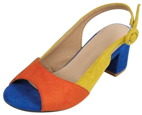 Sandale Femme Talon Bloc - Sandales Femme Été Confortable Chaussures Bout | Nu Pieds Bicolore Chic Sandalette Respirant Chaussure Ajourée Avec Bride Cheville Nu-Pieds Slip Ins Sandalette